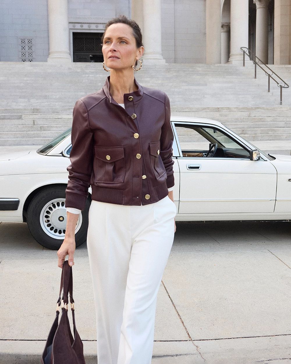 Faux Leather Bomber Jacket