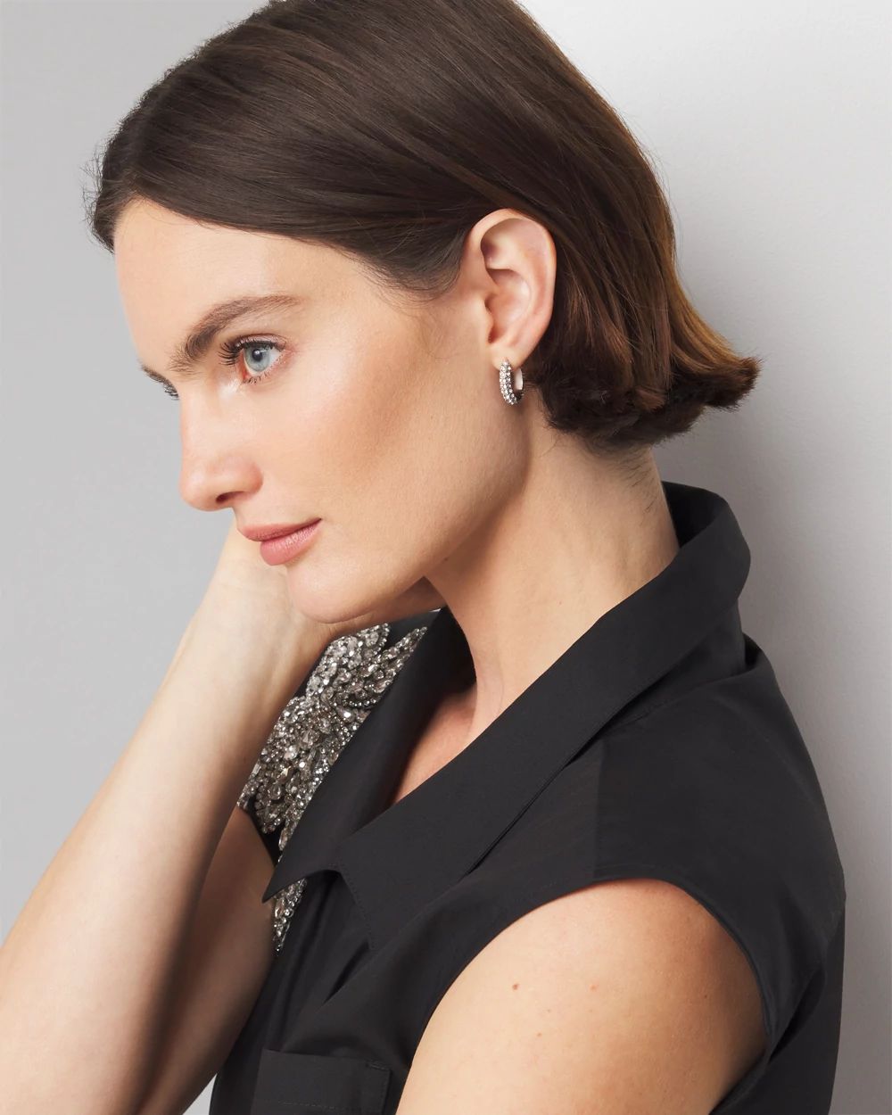 Small Pavé Huggie Earrings