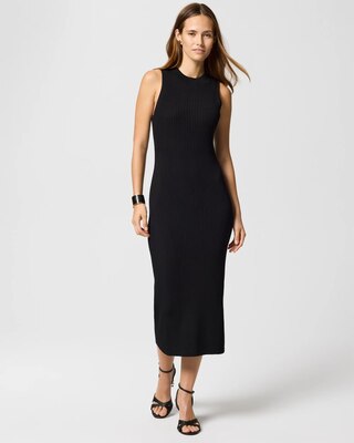 Mock Neck Ribbed Sweater Dress