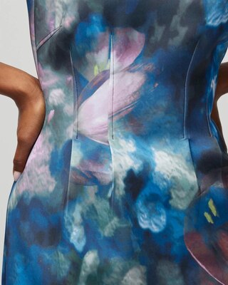 Printed Scuba Fit-and-Flare Dress click to view larger image.