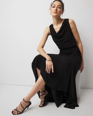 Cowl Neck Ruched Midi Dress click to view larger image.