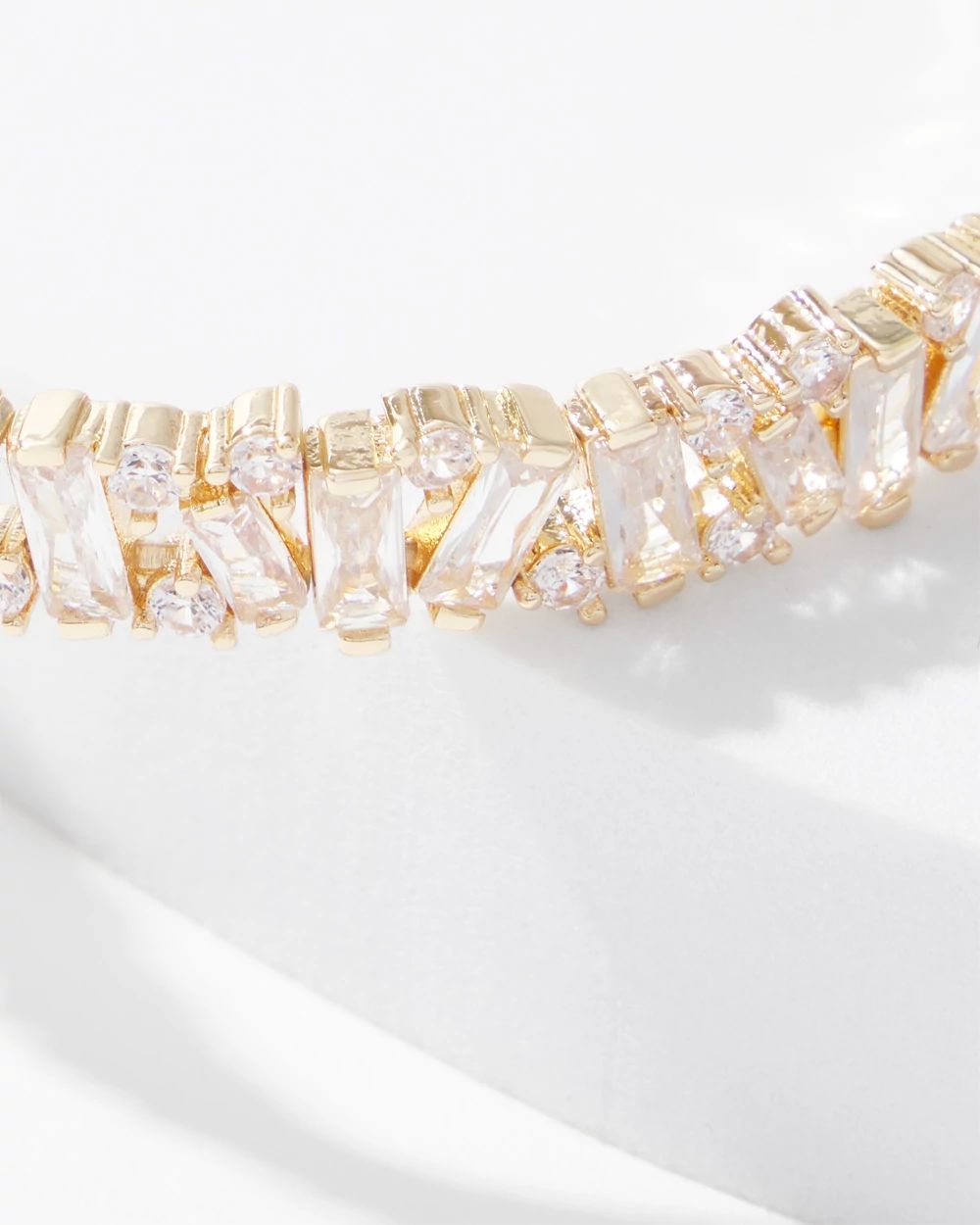 Gold Crystal Baguette Stretch Bracelet