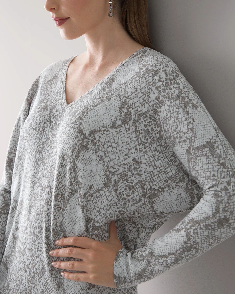 Snake-print Knit Dolman Tunic