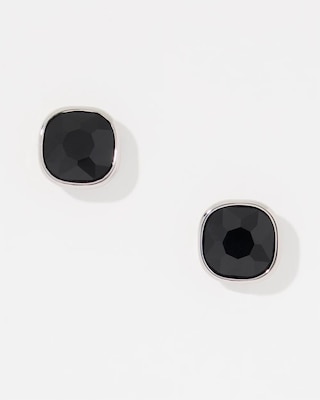 Black Glass Stud Earrings click to view larger image.