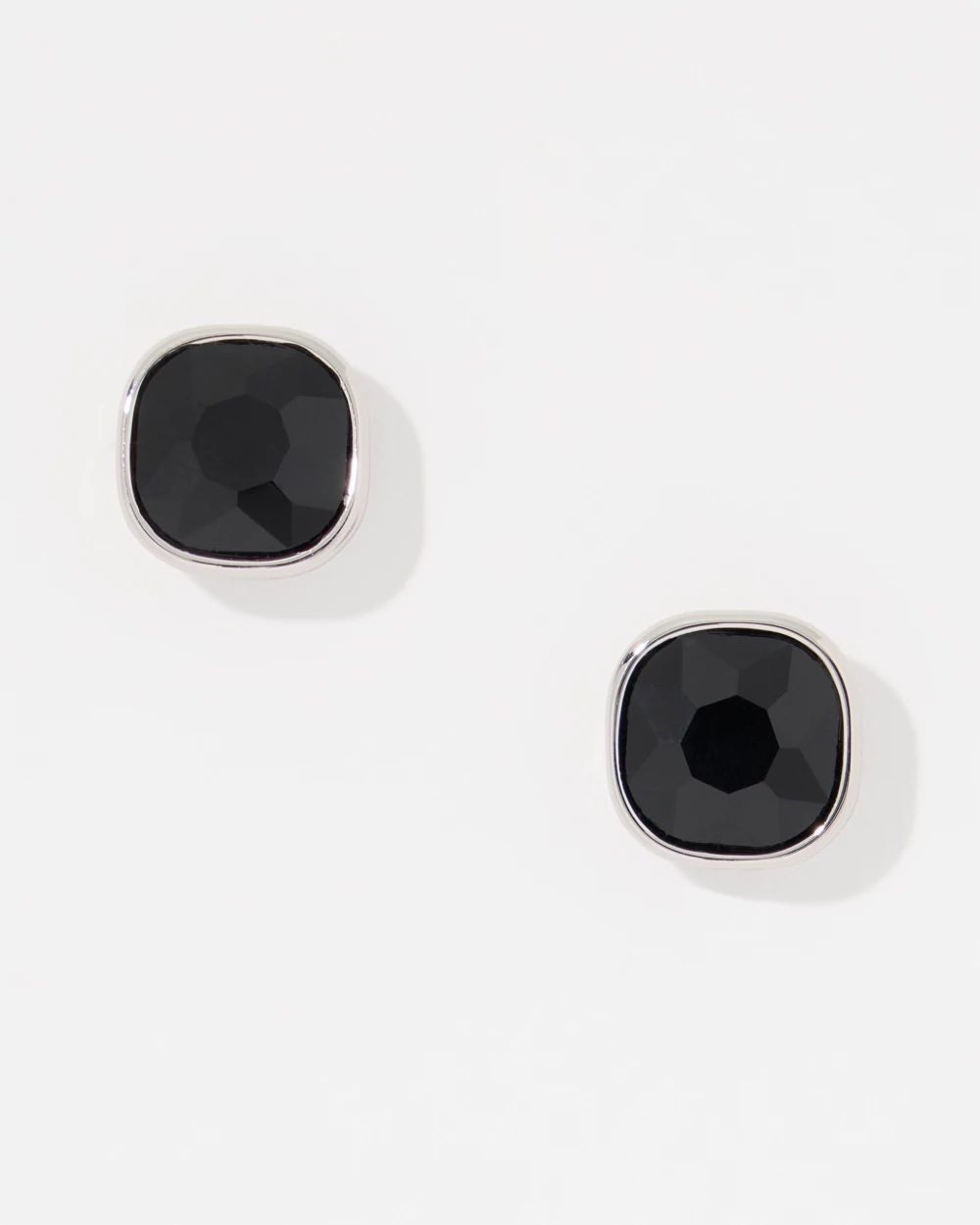 Black Glass Stud Earrings
