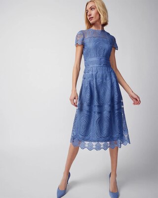 Embroidered Lace Fit-and-Flare Dress