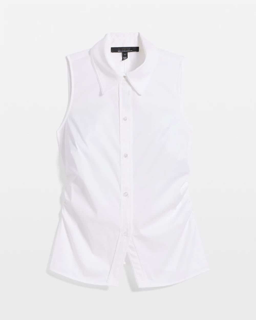 Ruched Poplin Sleeveless Shirt click to view larger image.