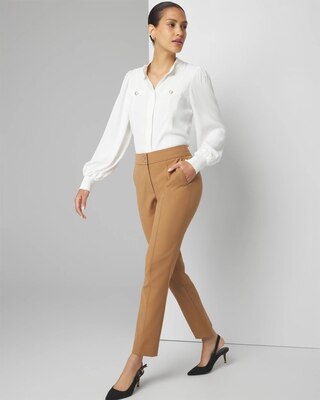 WHBM® High-Rise Straight Leg Woven Pants