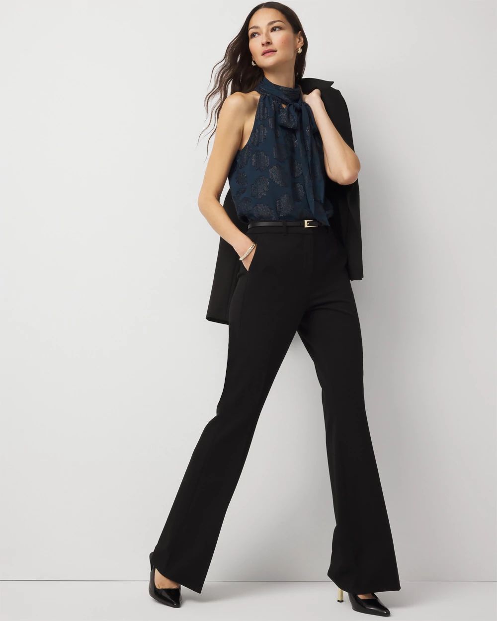 Floral Tie-Neck Halter Blouse click to view larger image.