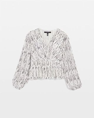 Ikat Pleated Peplum Blouse click to view larger image.