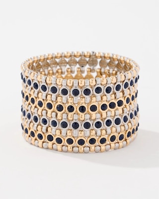 Colored Glass Stone Stretch Bracelet click to view larger image.