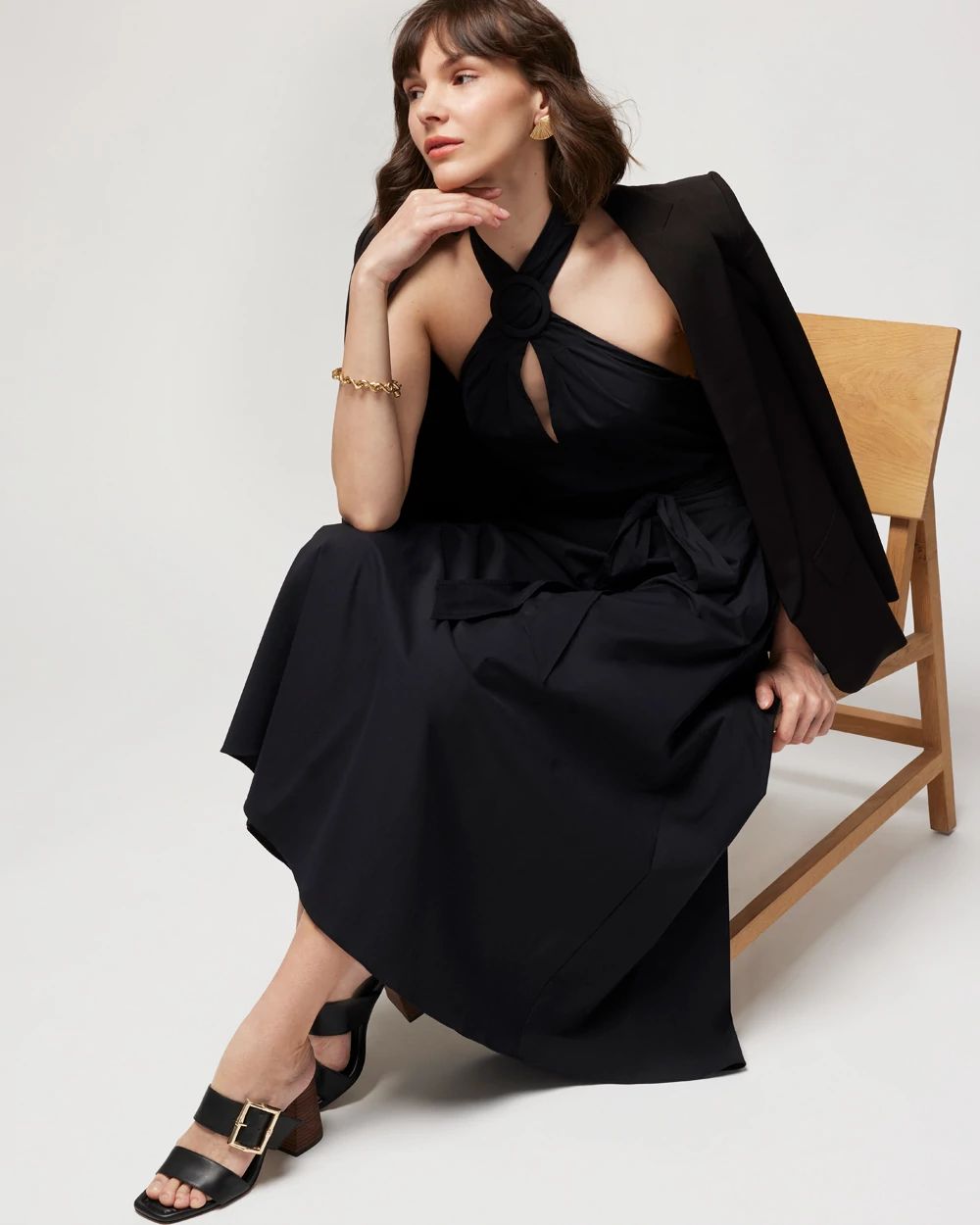 Poplin Halter Midi Dress