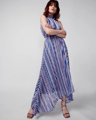 Pleated Halter Dress with Lurex