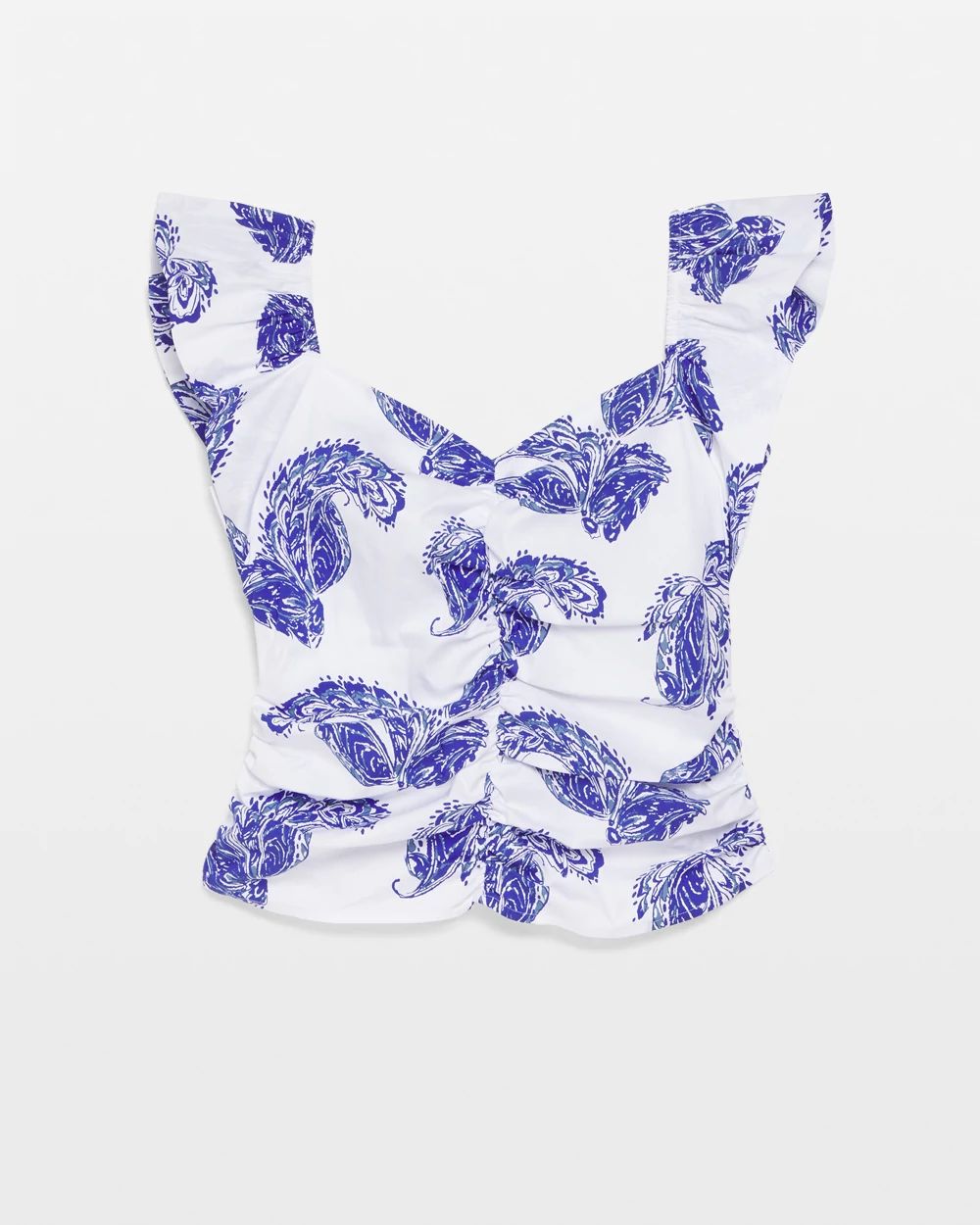 Flutter Sleeve Ruched Top