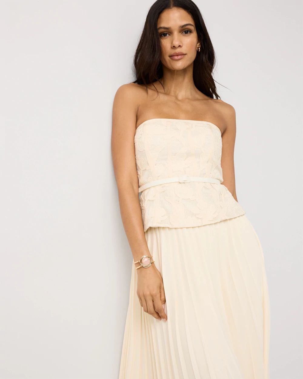 Bustier Pleated Midi Dress