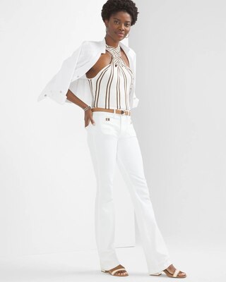 High-Rise Turnlock Skinny Flare Jeans click to view larger image.
