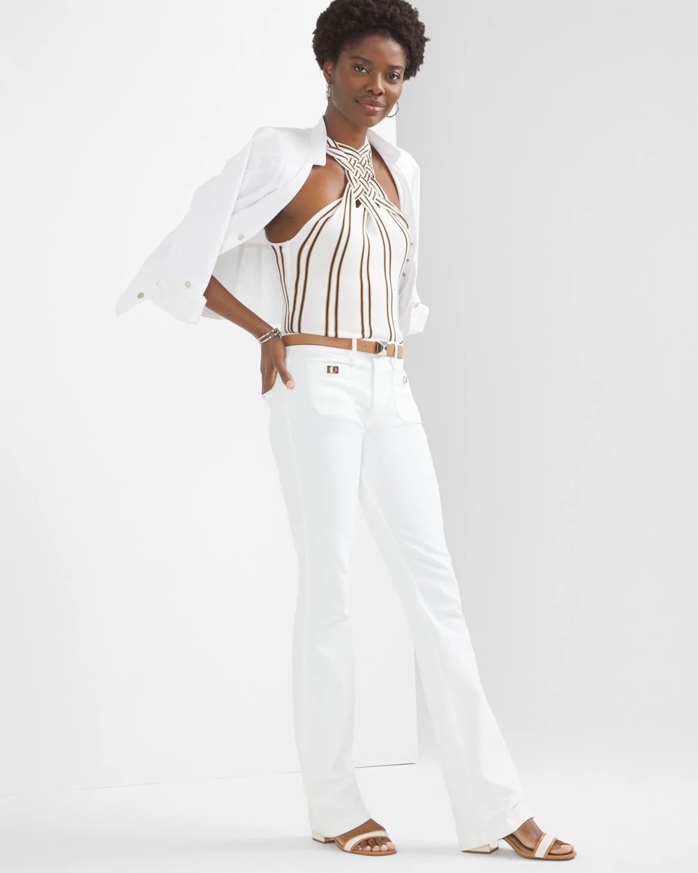 High-Rise Turnlock Skinny Flare Jeans click to view larger image.