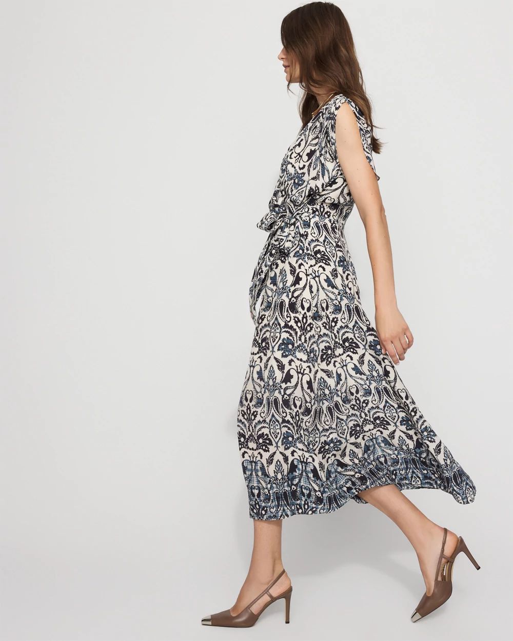 Crepe Side-Tie Midi Dress click to view larger image.