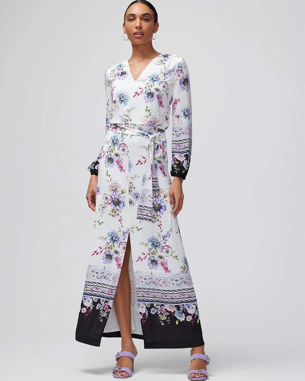 Long-Sleeve Smocked Waist Maxi Dress