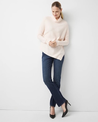 Asymmetrical Hem Turtleneck Sweater click to view larger image.