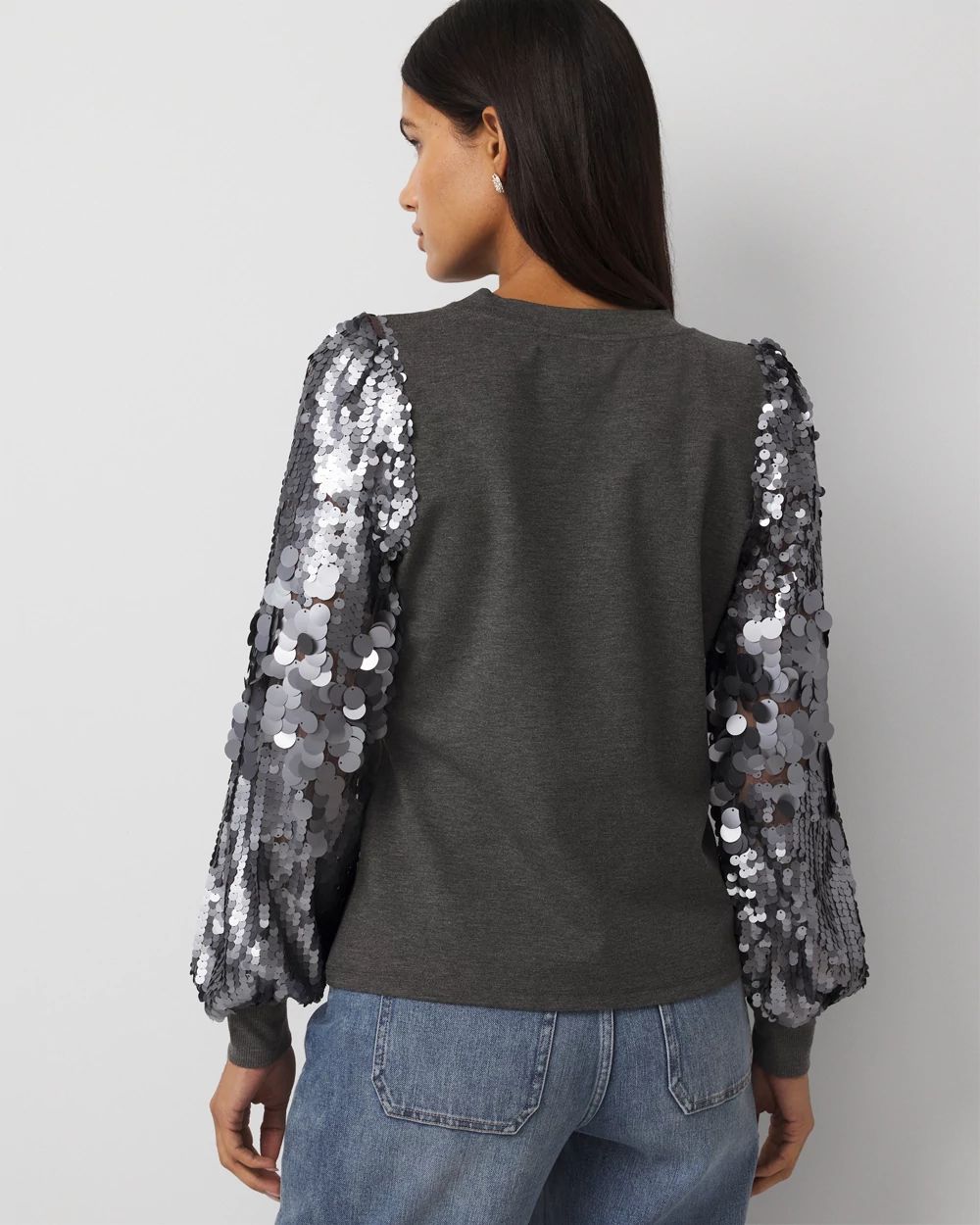 Sequin Blouson Sleeve Top click to view larger image.
