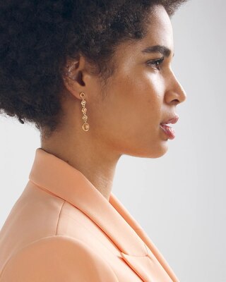 Gold + Peach Crystal Drop Earrings
