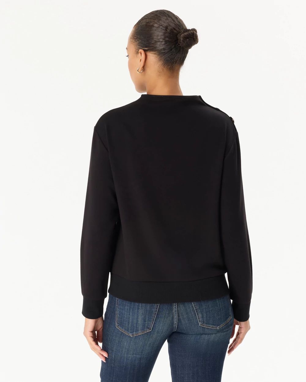 Button Shoulder Pullover Sweater click to view larger image.