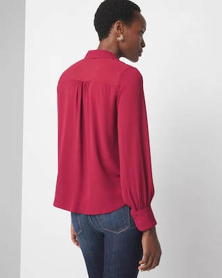 Petite Long Sleeve Soft Shirt with Piping click to view larger image.