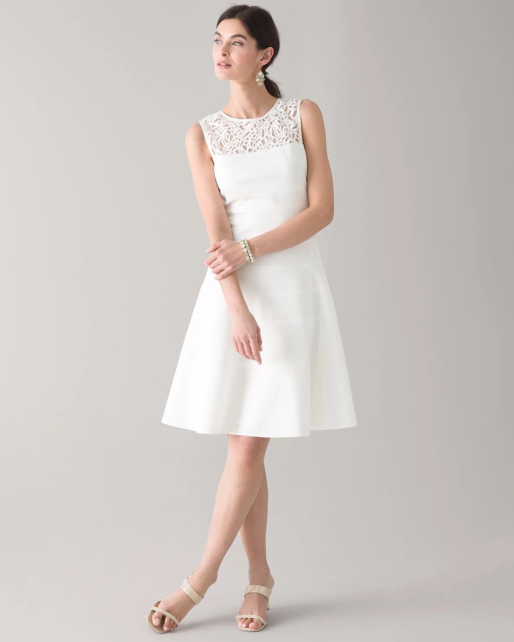 Lace Yoke Fit and Flare Dress