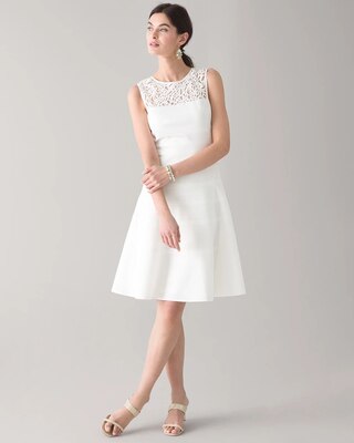 Lace Yoke Fit and Flare Dress