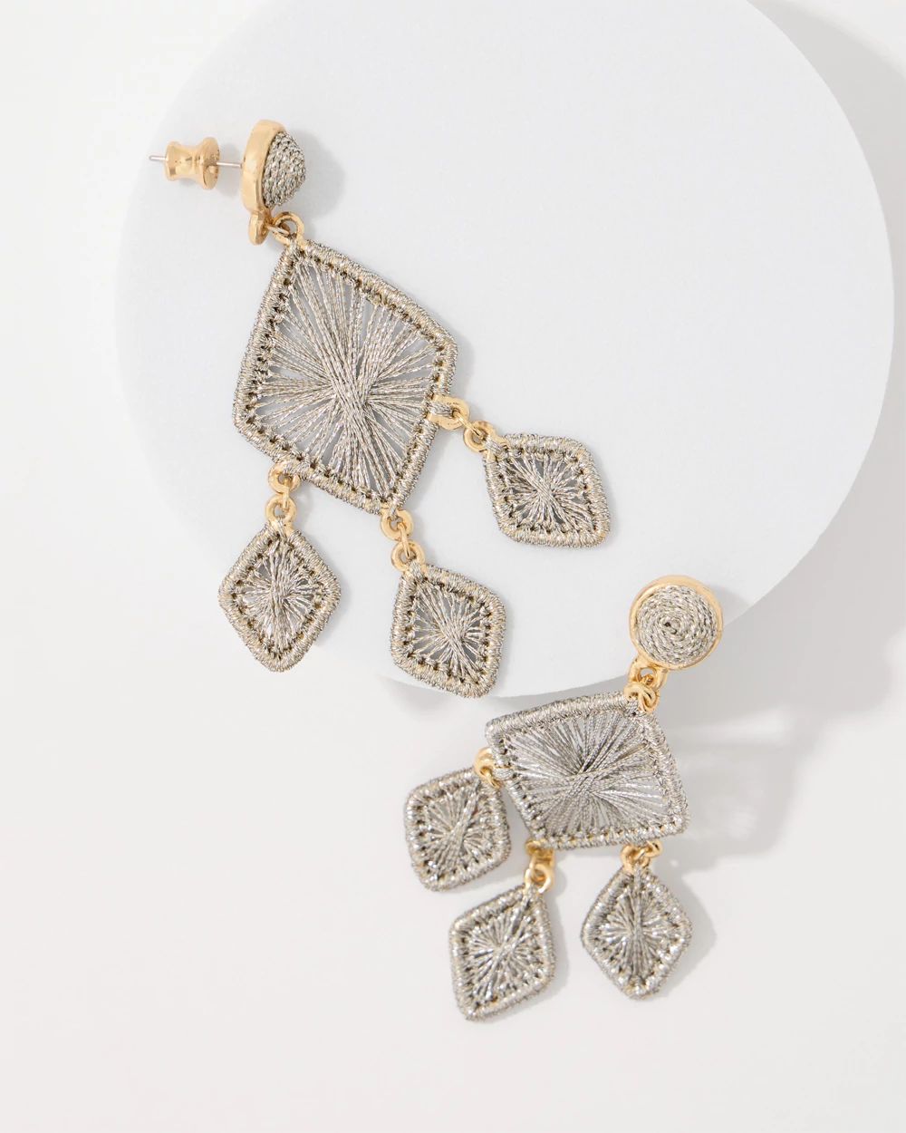 Metallic Raffia Chandelier Earrings