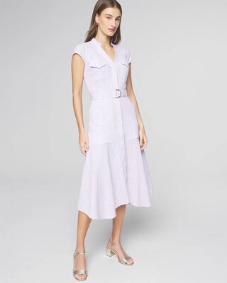 Seersucker Utility Midi Dress