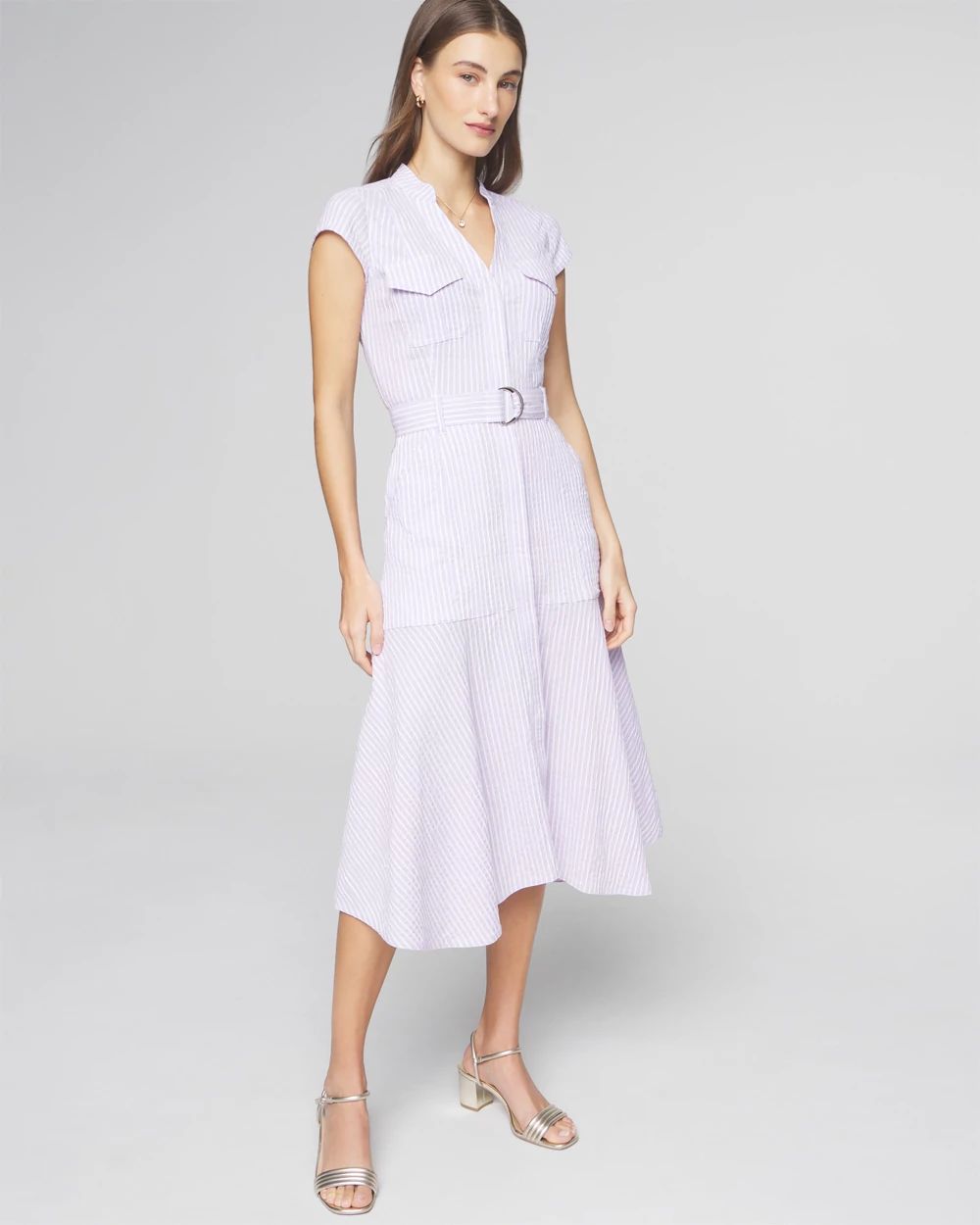 Seersucker Utility Midi Dress