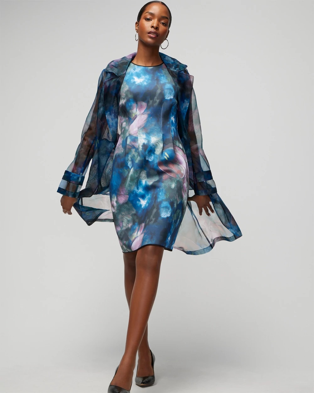Printed Scuba Fit-and-Flare Dress