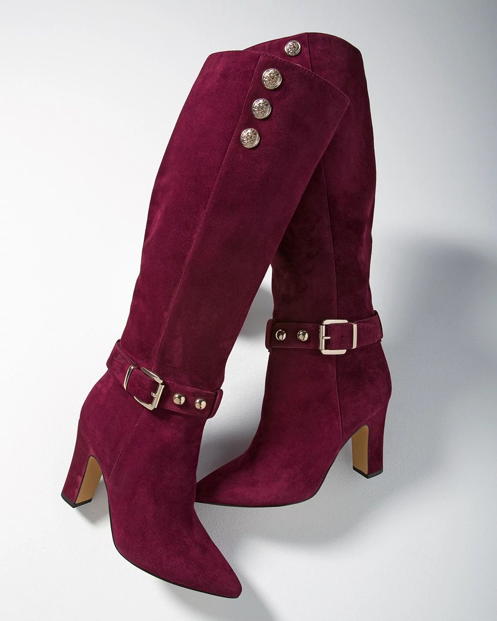 Suede Military High-Heel Boot