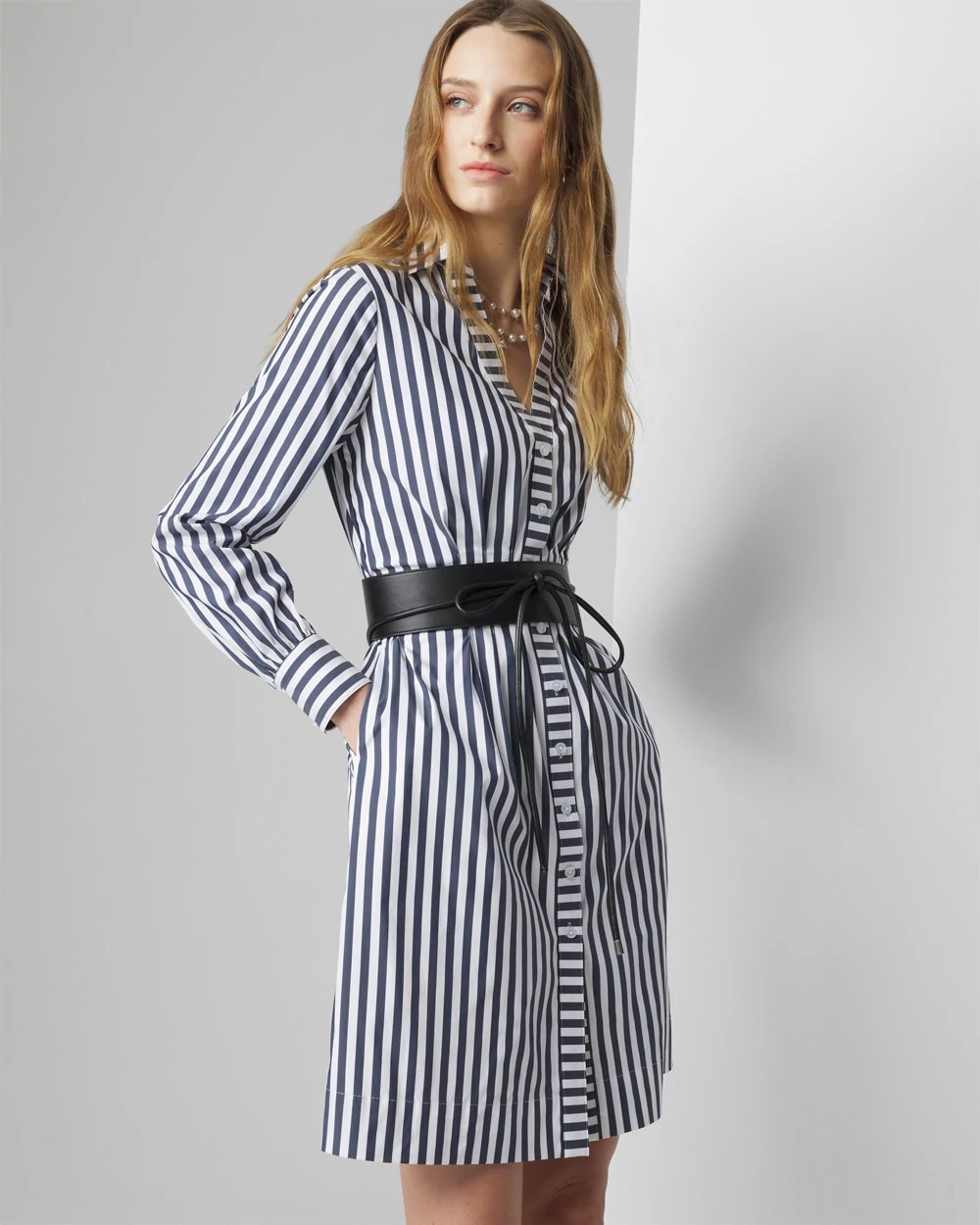 Long Sleeve Poplin Shirt Dress