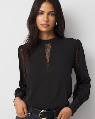 Lace + Crepe Blouse