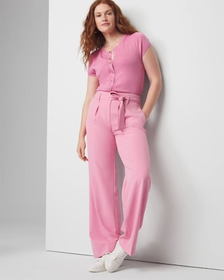 WHBM® Petite Belted Luna Wide Leg Trousers click to view larger image.