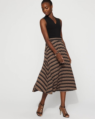 Pleated Crepe Midi Skirt