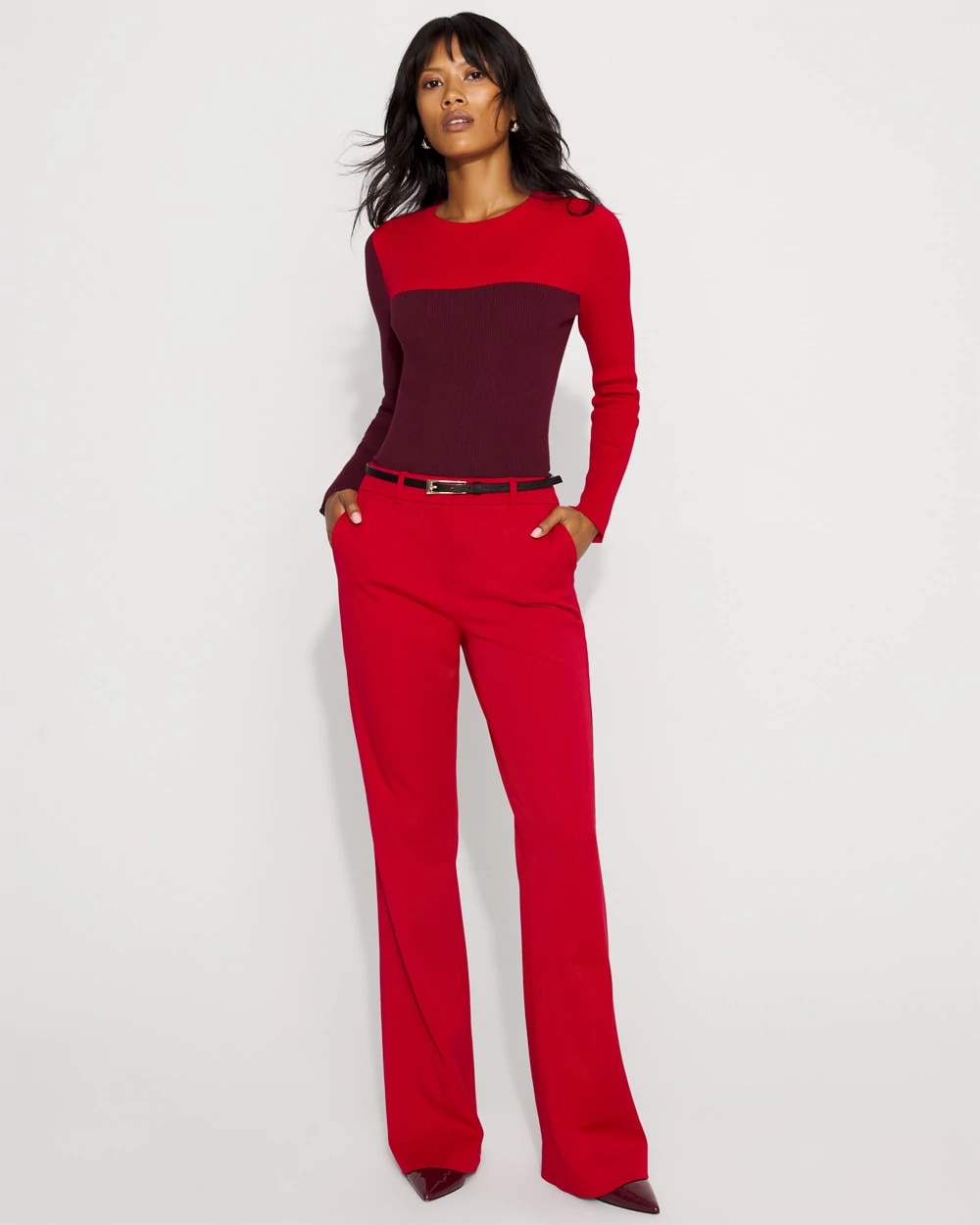 Square Colorblock Pullover Sweater - image 2