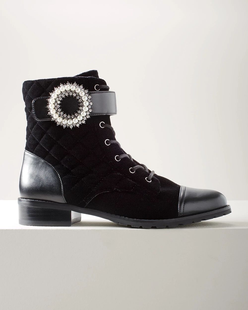 Chanel velvet combat boots sale