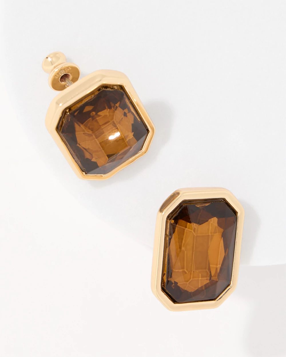 Smokey Topaz Glass Stone Stud Earrings click to view larger image.