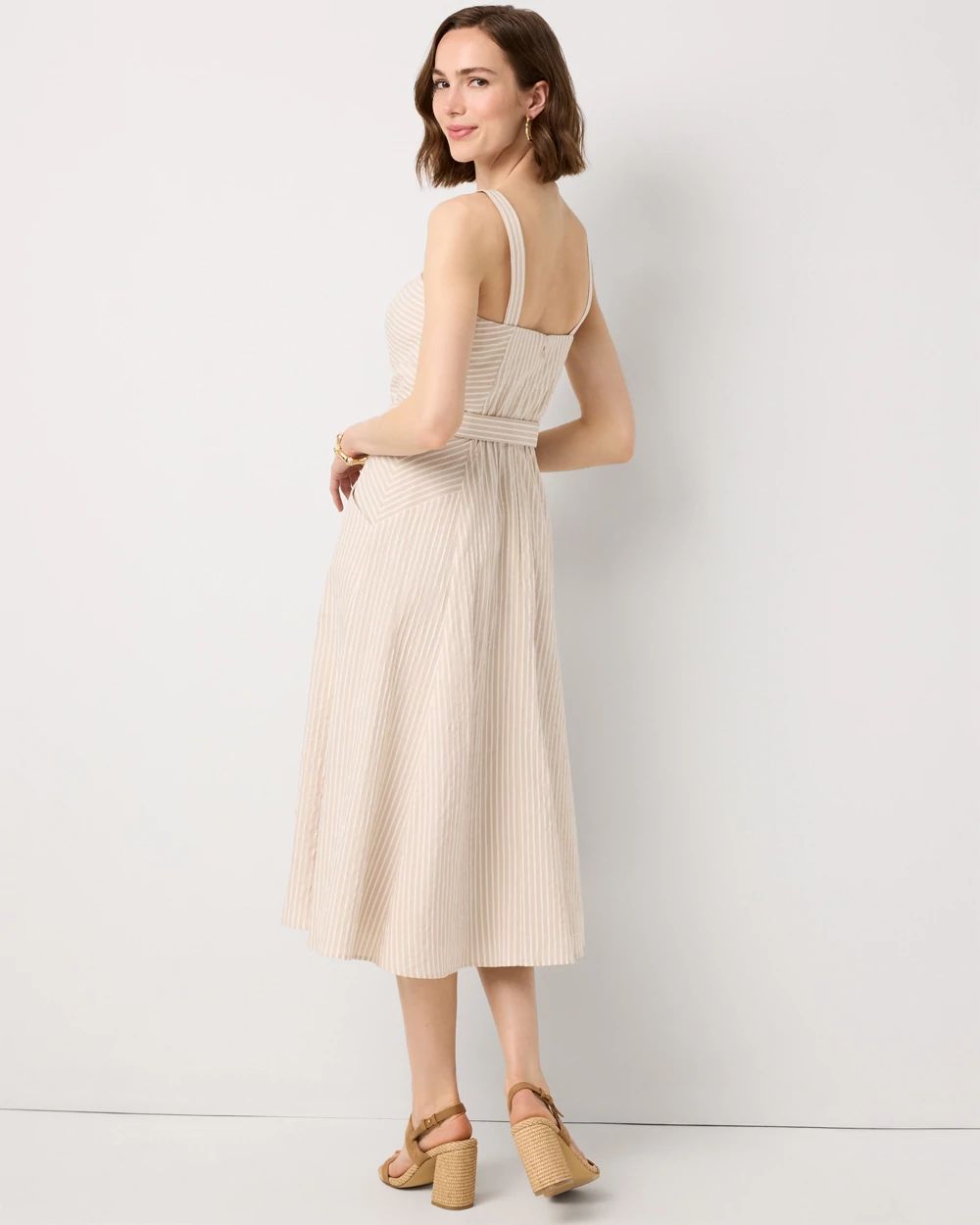 Striped Strapless Midi Dress click to view larger image.