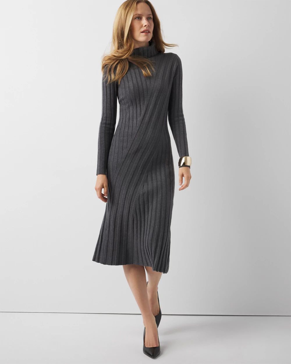 Petite Ribbed Turtleneck Sweater Dress