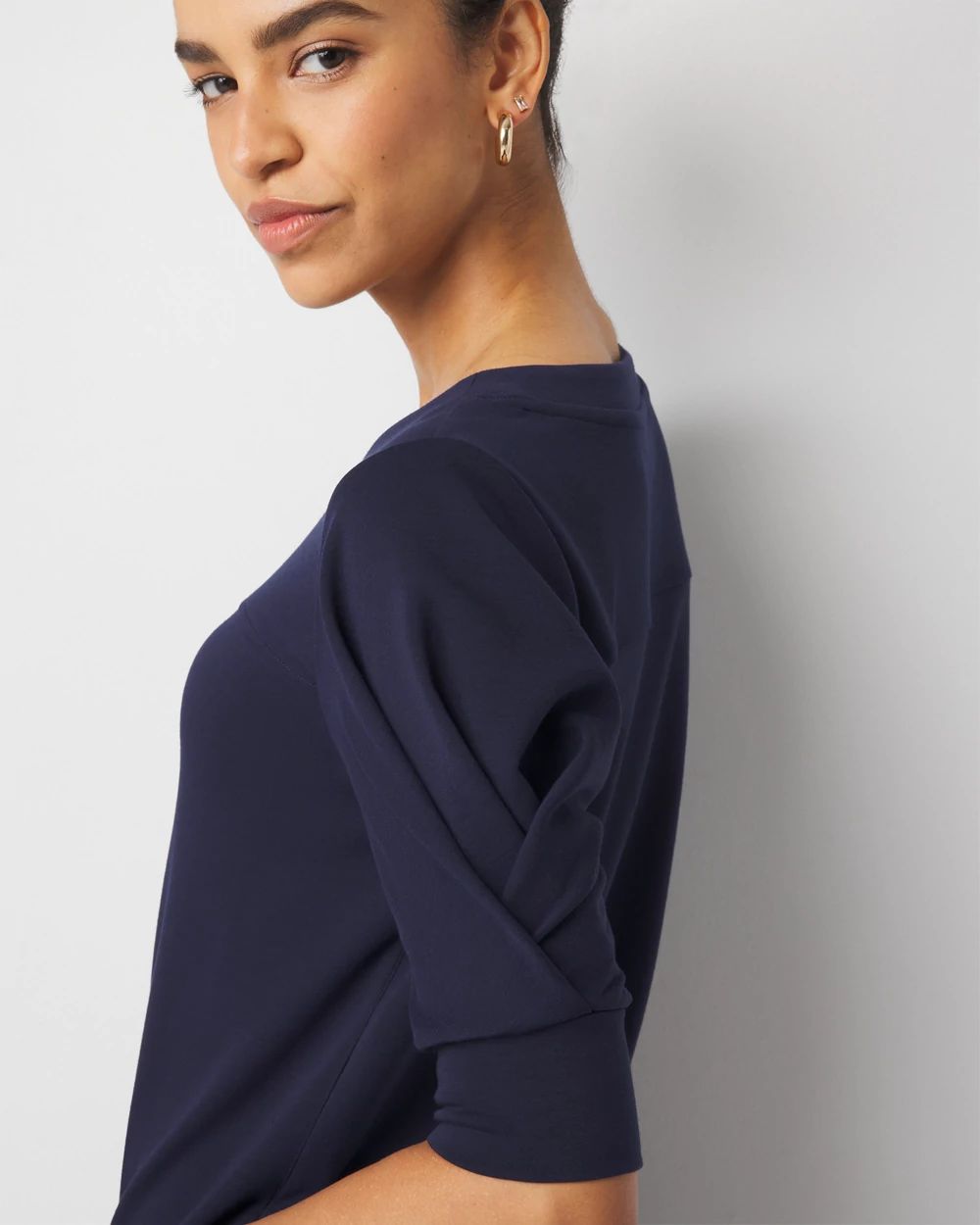 Pleated Sleeve Snit Top