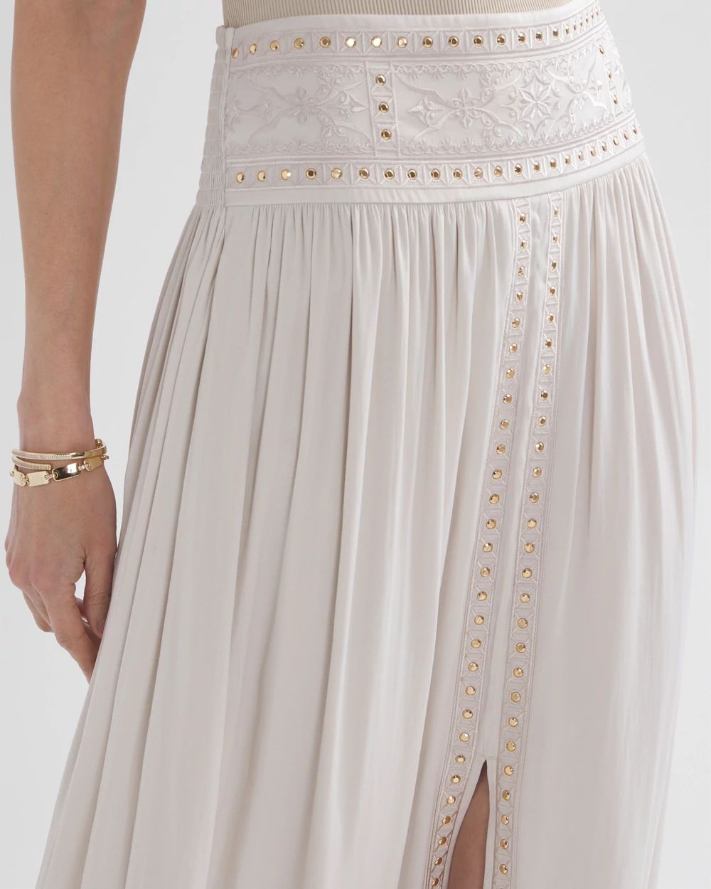 Petite Studded Midi Skirt click to view larger image.