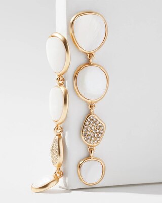 Goldtone + White Stone Linear Earrings