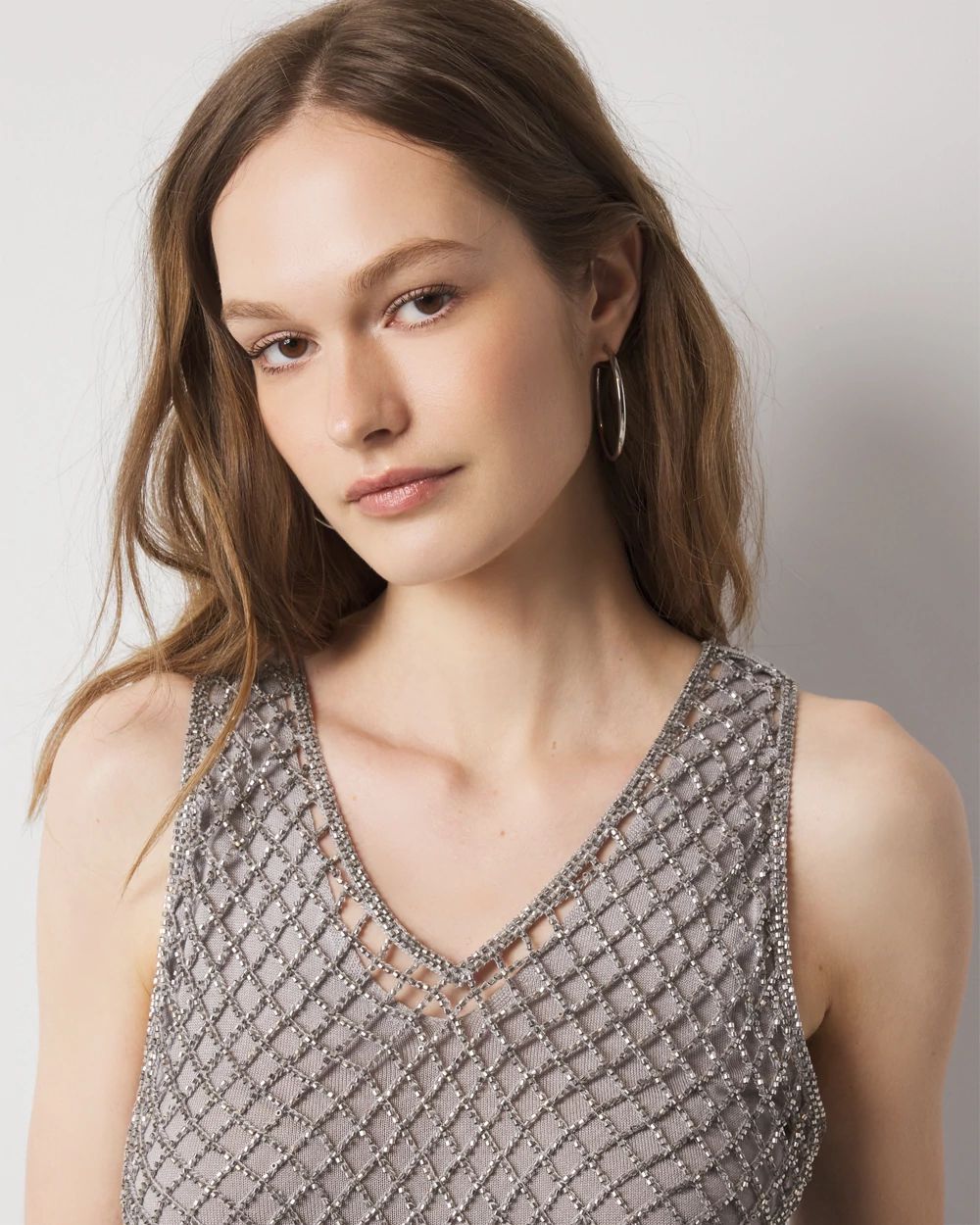 Beaded V-Neck Tank Top