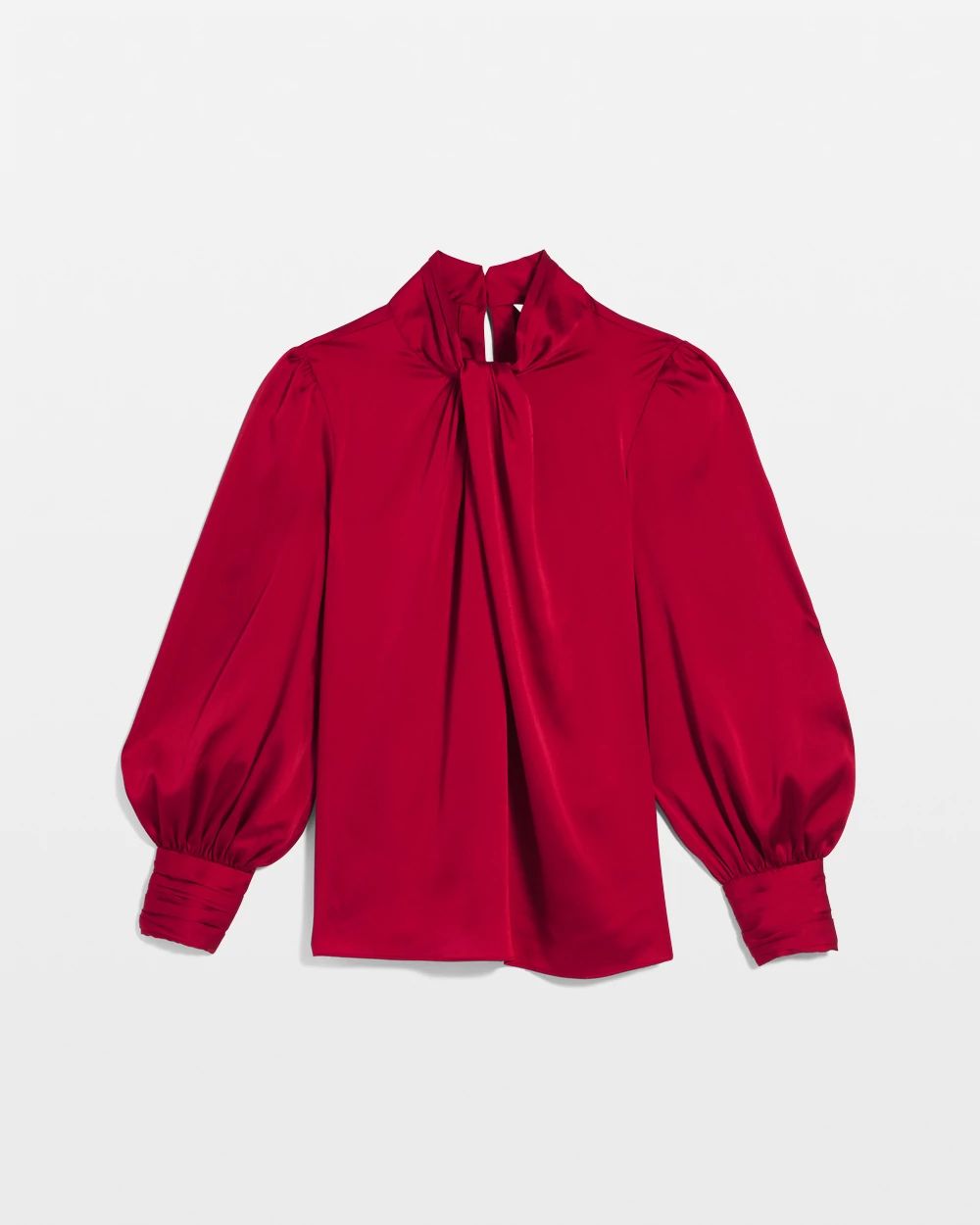 Long Sleeve Twisted Neck Satin Blouse