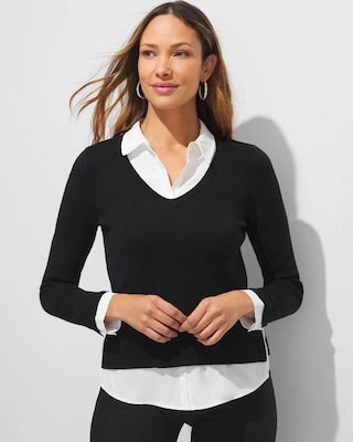 Outlet WHBM V-Neck Twofer Sweater